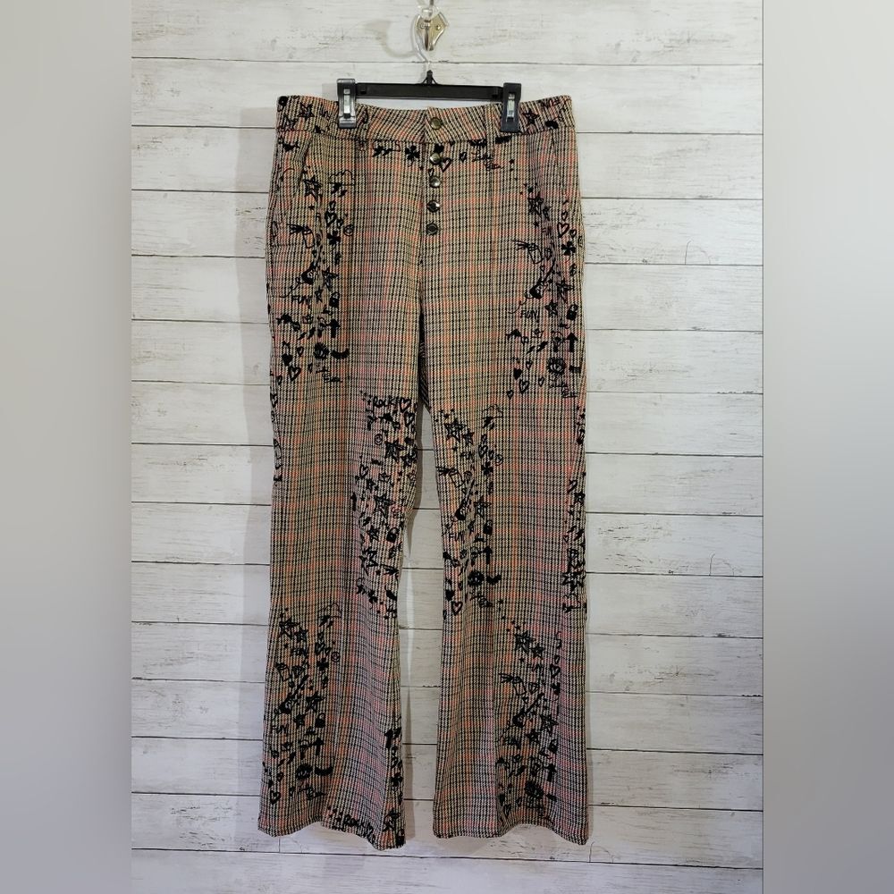 VILAGALLO Check Plaid Embroidered Limited Edition Music Rock Festival Pant Sz 42